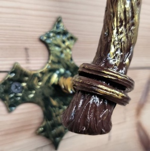 Poignée de portail en fer forgé résistant à la rouille, finition imitation bois, style asiatique traditionnel, pour clôtures et portails - Product Image 5