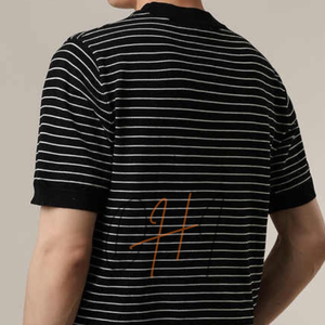 Camiseta Oversize a Rayas Blancas y Negras para Hombre, Personalizada, de Algodón, Estilo Casual Urbano, Manga Raglán, 320g, Moda de Verano, Ecológica - Product Image 3