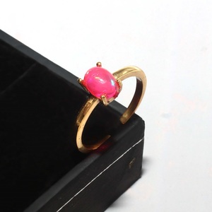 Anillo ajustable de Plata de Ley 925 chapado en oro rosa ópalo teñido estilo bohemio clásico para regalo de aniversario de cumpleaños producto a granel - Product Image 3