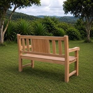 Solid Teak <b>Wood</b> 3 Seater Patio <b>Bench</b> Traditional Design Durable Outdoor Courtyard Furniture Slatted Back Seat Model BEN11 - Product Image 4