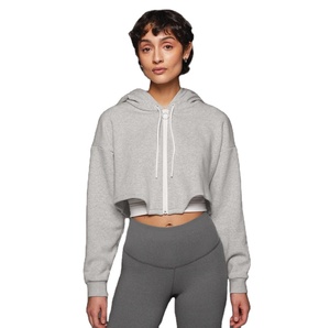 <b>Top</b> Trending Custom Women's Zip-Up Fleece Crop <b>Top</b> Hoodie High Quality Waterproof Quick Dry Breathable Custom - Product Image 1