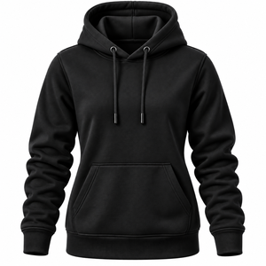 Sudadera con capucha de algodón polar verde liso para mujer, con cremallera, manga larga, bolsillo canguro, cordón ajustable y logo frontal, ideal para invierno. - Product Image 5