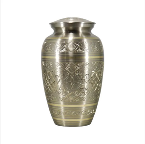 Brass Cremation Urn Engraved <b>Memorial</b> Urn Metallic Cylindrical Ashes <b>Vase</b> for Home Display - Product Image 1