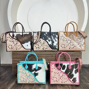 Nuevos Bolsos de Mano de Cuero Vacuno Hechos a Mano para Mujer, Bolsos de Gran Capacidad, Estilo Occidental, Bolsos de Viaje con Asa Superior y Correa Cruzada - Product Image 4
