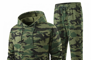 Men's <b>Camouflage</b> Hoodie And Joggers Set Full Sleeve Drawstring Casual Tracksuit Autumn Breathable 100% Polyester Regular Fit - Product Image 3
