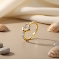 Bague Cœur en Or Massif 10K Faite à la Main, Diamant Brillant VVS1 Cultivé en Laboratoire, Vente Directe Usine, Bague de Promesse Romantique Personnalisée pour Femme