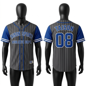 Camiseta de Béisbol para Hombre, 200 GSM, Malla de Poliéster de Alta Calidad, Transpirable, Azul y Blanca, Paneles de Manga Raglán, Logotipo Personalizado en Tela Tackle Twill - Product Image 5