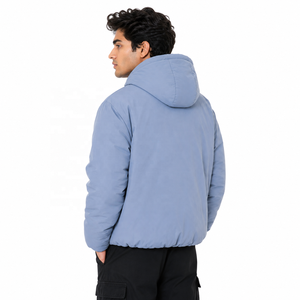 Men's Crop Oversized Thick Hooded Puffer Jacket With Zipper Front Casual <b>Winter</b> Men's Jacket Thick Polyester Wadding Windproof - Product Image 4