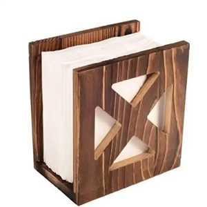 Porte-serviettes en bois géométrique, support de mouchoirs moderne pour table, organisateur de papier en bois fonctionnel et artistique - Product Image 5