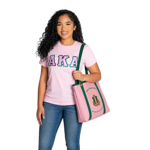 Women's Pink and Green Heavy Duty Canvas Tote <b>Bag</b> <b>Large</b> Capacity <b>Shoulder</b> Shopper <b>Bag</b> Zipper Closure Travel Carryall - Product Image 3
