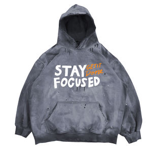Acid Washed Winter Fleece Cotton Blended <b>Men's</b> Lined Pullover Regular Fit Hoodies High Quality Eco-Friendly Fashion Apparel - Product Image 5
