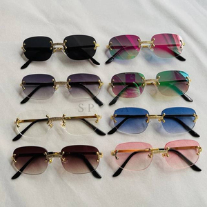 Lunettes de soleil rectangulaires vintage haut de gamme 2022 en métal dégradé, sans monture, pour hommes et femmes - Product Image 1