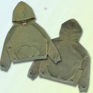 Latest Design Adult Size Vintage Distressed Cropped Hoodies Oversized Embroidery Heavyweight - Product Image 1