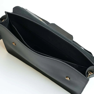 Porte-documents en cuir véritable pour femmes, noir, grande capacité, sac pour ordinateur portable robuste avec étiquette de bagage, logo personnalisé OEM - Product Image 6
