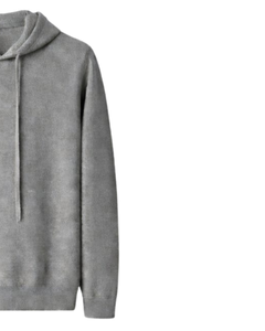 Sweat-shirt à capuche gris pour homme, en coton molletonné, à manches longues, style streetwear décontracté, avec cordon de serrage ajustable. - Product Image 2