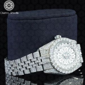 Montre analogique de luxe Charm Jewells en acier inoxydable, cadran 40 mm, bracelet incrusté de diamants en cristal de saphir, montre mécanique pour homme - Product Image 2