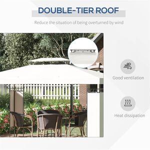 Gazebo de jardin en acier avec écran, 12,9 pieds x 9,6 pieds, abri extérieur portable - Product Image 4