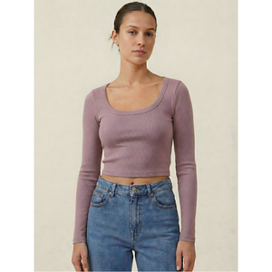 Women's Soft Stretch Regular Length Solid Casual <b>Top</b> with Full Sleeves O-Neck Woven for Everyday Wear <b>Layering</b> Jackets India - Product Image 1