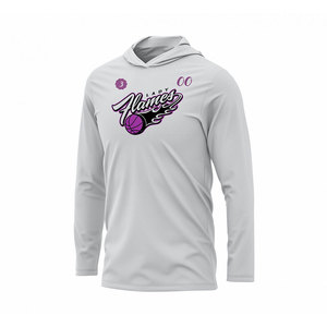 Camiseta de Baloncesto Blanca al por Mayor – Sudadera de Manga Larga con Capucha de Alto Rendimiento que Absorbe la Humedad, Estampado Sublimado Morado - Product Image 3