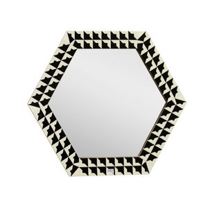 Designer Hexagon Resin <b>Mirror</b> 24 Inch | Contemporary Geometric Wall Decor | Elegant Pattern Frame <b>Mirror</b> for Living Room Bedroom - Product Image 1