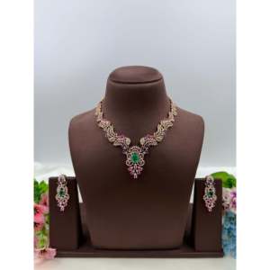 Indian Ethnic Cara American Diamond <b>Pearl</b> <b>Necklace</b> <b>Set</b>-Gold Plated Bridal Fine Jewelry - Product Image 6