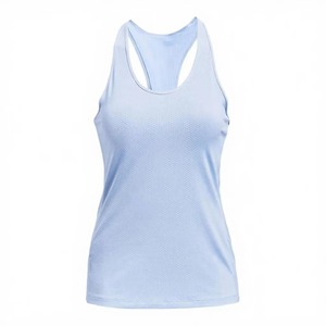 Women's Light Blue Breathable Knitted Tank Top Solid Color Scoop Neck Sporty Style Regular Length - Product Image 3