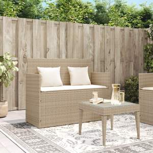 Banc de jardin standard en polyrotin beige et acier, collection de bancs de patio - Product Image 3