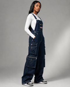 FLY HUMBLE SPORTSWEAR Salopette da <span class=keywords><strong>donna</strong></span> in denim <span class=keywords><strong>verde</strong></span> oliva con tasche <span class=keywords><strong>cargo</strong></span>, vita media, vestibilità ampia, elegante, traspirante, per l'estate, economica - Product Image 2