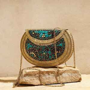 Bolso de mano étnico hecho a mano con piedras, bolso de mosaico indio, bolso de noche para novias, bolso de regalo para fiestas, para mujeres, India - Product Image 5