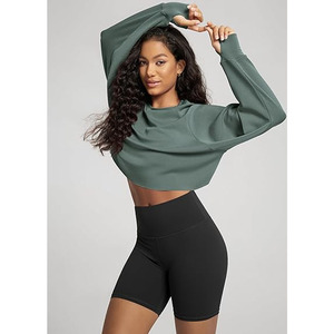 Sudadera Corta Personalizada de Algodón 100% Felpa, Cuello Redondo, Manga Larga, Ajuste Holgado, Ideal para Entrenamiento o Uso Casual - Product Image 3