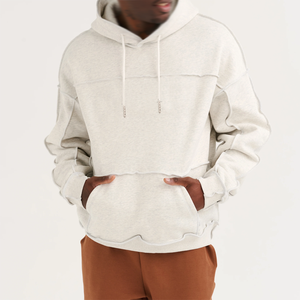 Sudadera con Capucha Azul Claro para Hombre, Oversize, de Forro Polar, Casual, con Parches, Manga Regular, Transpirable, 100% Algodón, con Bolsillo, para Invierno - Product Image 6