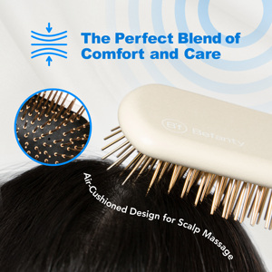Cepillo de Pelo Profesional Befanty para Salón, Cepillo de Masaje para Cuero Cabelludo con Oro de 24K, Mango de Madera de Haya, Tamaño Grande - Product Image 3
