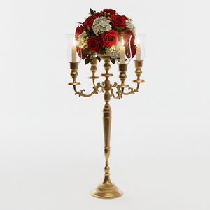 4 Arms Nickel Plated Candelabra With Flower Bowl Wedding Entryway & Office decorate Handmade Candlestick Holder Home Hotels Use - Product Image 6