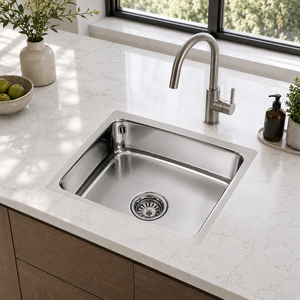 Square Steel Single Bowl Undermount One Polished Kitchen <b>Sink</b> Countertop Basin Washable Lightweight Modern 5 Year Warranty Home - Product Image 2