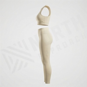 Custom Made Premium Womens Fitness Wear Solid Pattern Yoga Set Elastic Waist <b>Closure</b> <b>Bra</b> Top Gym Activewear Wholesale - Product Image 3