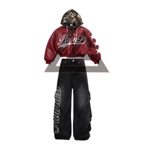 Survêtements d'hiver pour hommes de haute qualité avec logo personnalisé, coupe classique, pantalon en jean et sweat à capuche en cuir, nouveau design. - Product Image 6