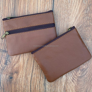 Nuevo bolso personalizado de dos cremalleras de cuero genuino para mujer, Mini monedero personalizado de cuero Real, billetera pequeña, estuches para tarjetas de crédito - Product Image 5