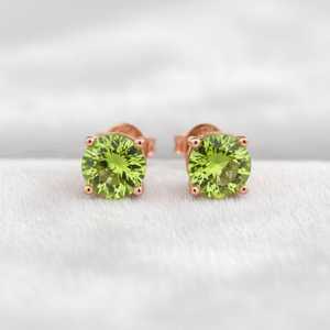 Pendientes de Peridoto Natural en Plata de Ley 925 con Baño de Oro de 14K, Piedra de Nacimiento de Agosto, Color Verde, Joyería Fina para Navidad - Product Image 6