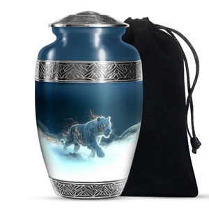 โกศบรรจุอัฐิสำหรับผู้ใหญ่ ลายเสือขาว สไตล์ยุโรป เป็นมิตรกับสิ่งแวดล้อม (ขนาด 10 นิ้ว) - Product Image 1