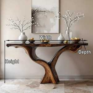 Table console moderne en bois massif naturel fait main, fabriquée au Vietnam, marque Luxali, meubles de salon - Product Image 4