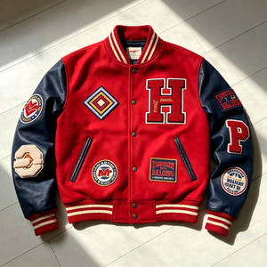 Blouson universitaire personnalisé pour homme, style streetwear hiver, broderie premium, OEM/ODM, 100% laine peignée, logo frontal - Product Image 2