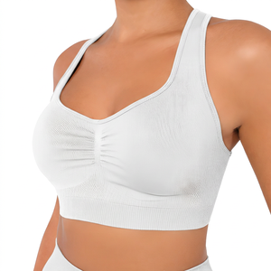 Sujetador deportivo verde oliva para mujer, cuello redondo, soporte medio, transpirable, para yoga y entrenamiento - Product Image 6