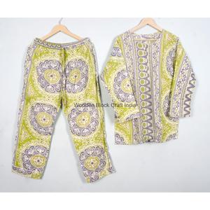 Conjunto de Pijama de 3 Piezas para Mujer, Estampado Paisley, Manga Larga, Cuello Redondo, Tejido Suave, 100% Algodón, Ropa de Dormir, Regalo - Product Image 5