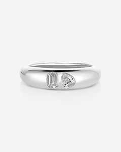 Toi Et Moi <b>Emerald</b> Pear Wedding Bands 14k Solid Gold Cloud Two Stone Puffy Dome Stackable Wide <b>Rings</b> Lab Grown Diamond Wholesale - Product Image 3