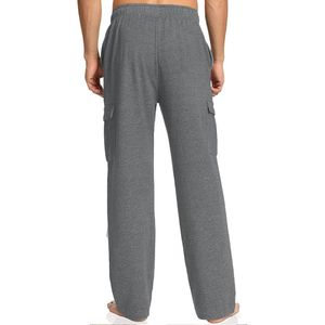 Pantalones Deportivos Cargo Gris Jaspe Oscuro para Hombre, Talla Grande, Felpa de Algodón Grueso, Bolsillos Utilitarios, Corte Holgado, Estilo Atlético - Product Image 2