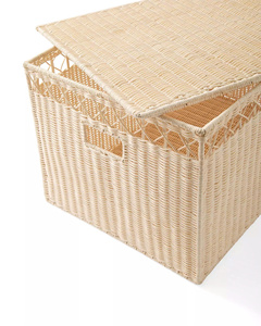 Handcrafted Rattan <b>Laundry</b> Basket With Lid Woven Hamper Basket Decorative <b>Storage</b> Bin Perfect For Bedroom <b>Organization</b> - Product Image 5