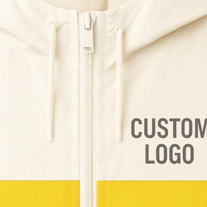 Unisex Hooded Stand Collar Racer <b>Puffer</b> <b>Jacket</b> <b>Yellow</b> White Zipper Closure Casual Winter Waterproof Polyester Shell - Product Image 5