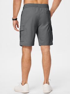Comfortable Fit Men's Solid Casual Shorts Gym Running Breathable Lightweight Canvas Fabric Drawstring Closure 100% Polyester - Product Image 5