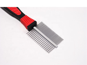 Cepillo de aseo para mascotas de acero inoxidable de doble cara, diseño simple, peine rastrillo para pelo de gato y perro, herramienta para eliminar el pelo suelto - Product Image 6