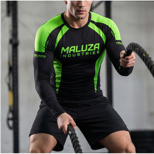 Maillot de compression athlétique sublimé à manches longues, à séchage rapide, avec coutures plates, pour arts martiaux et entraînement de combat - Product Image 5